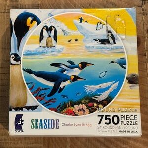 Ceaco Seaside 750 Penguin Piece Round Puzzle Sealed